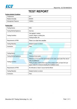 EK IP66 TESTING Certificate